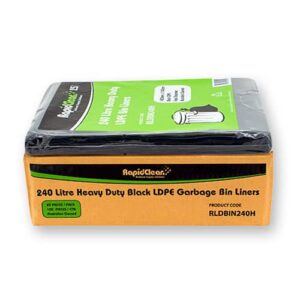 RapidClean Heavy Duty Black LDPE Garbage Bags 240L