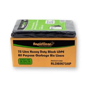 RapidClean All Purpose Black LDPE Garbage Bags 73L