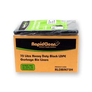 RapidClean Heavy Duty Black LDPE Garbage Bags 73L
