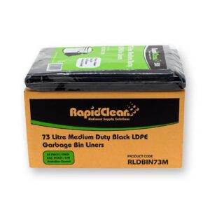 RapidClean Medium Duty Black LDPE Garbage Bags 73L