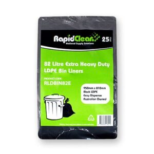 RapidClean Extra HD Black LDPE Garbage Bags 82L