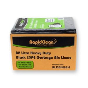 RapidClean Heavy Duty Black LDPE Garbage Bags 82L